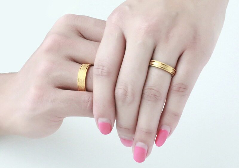 Korean Version Fashion Sandblasted Couple Rings Gold Minimalist Style Ring Couple Ornaments CR-010