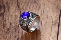 European and American popular jewelry 22MM stainless steel red rhinestone mens ring gold mixed batch RC-339