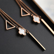 Isias new creative titanium steel series geometric triangle symmetrical long earrings four leaf clover hypoallergenic earrings
