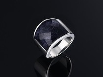 Spot direct sales 19MM stainless steel blue sandstone ring European and American style fashion trend jewelry RC-290