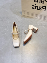 Small ckerwin French retro one-word buckle Mary Jane shoes 2024 summer new versatile small fragrant style shoes