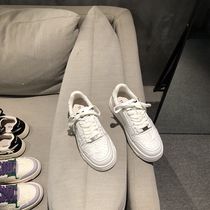 Little ckerwin2024 spring new college style genuine leather color stitching round toe thick sole anti-skid shoes