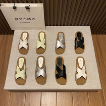 Small ckerwin flat cross strap sandals 2024 new summer outer wear simple beach seaside sandals