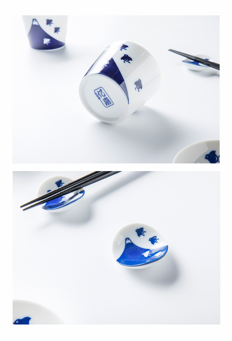 Household imported from Japan Japanese creativity tableware suit ceramic cup flavour dishes chopsticks chopsticks 丨 Fuji plover