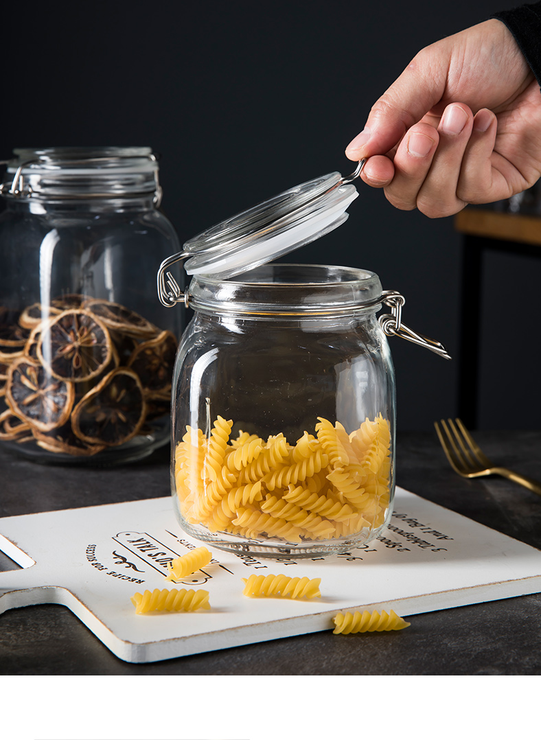 TaoDian square jar pickle jar large household glass storage jar of honey with cover the food kitchen seal pot