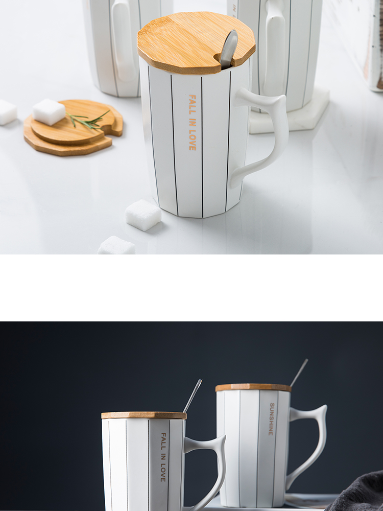 TaoDian mugs creative contracted Nordic ins wind lovers cup milk cup coffee cup with cover letters