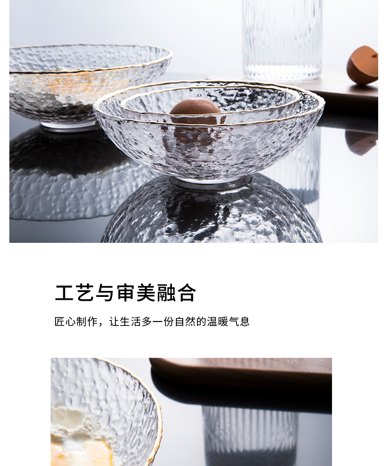 TaoDian creative transparent hammer eye grain glass plate of up phnom penh glass fruit bowl bowl of European style salad bowl western food bowl