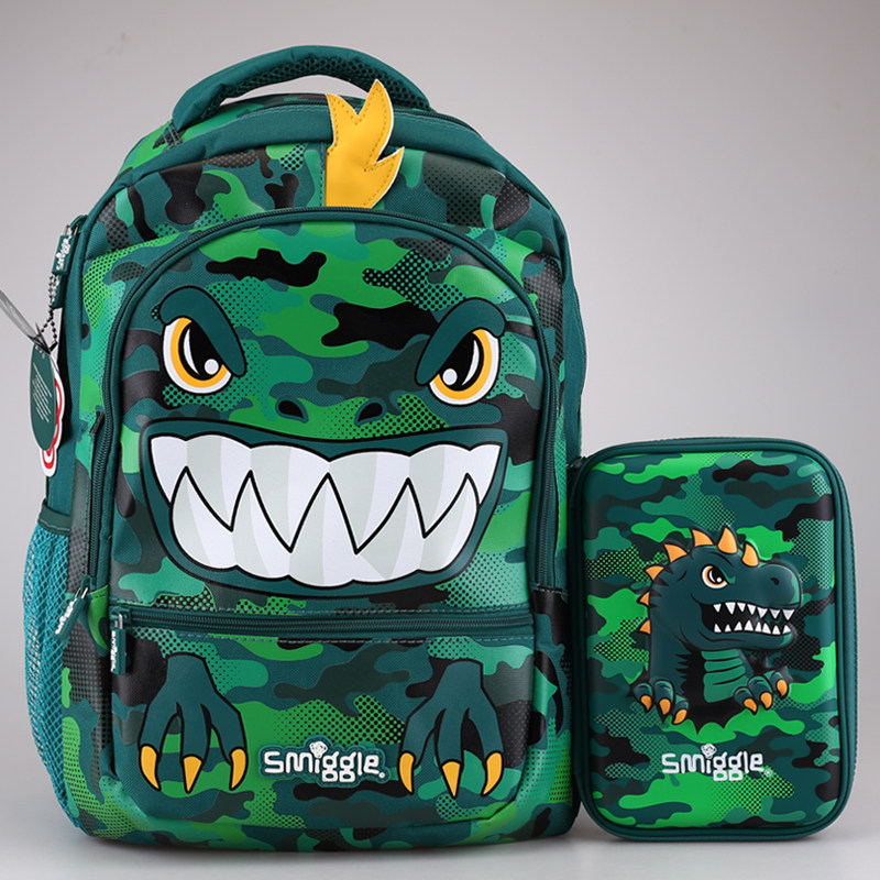 Direct mail spot Australian smiggle stationery dinosaur student schoolbag ultra light decompression burden reduction shoulder backpack pen case