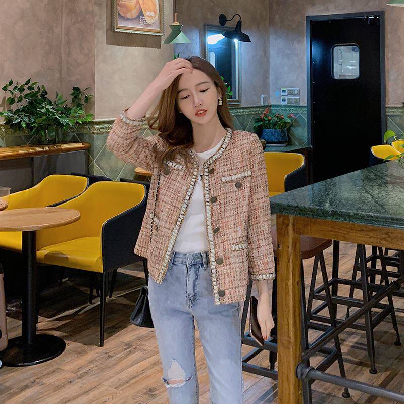 SZstyle by shez sz spring autumn short style Temperament Famous for a small fragrant wind jacket female coarknit cardio-hoodie