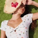 Купальник, цветочный принт, по фигуре, изысканный стиль