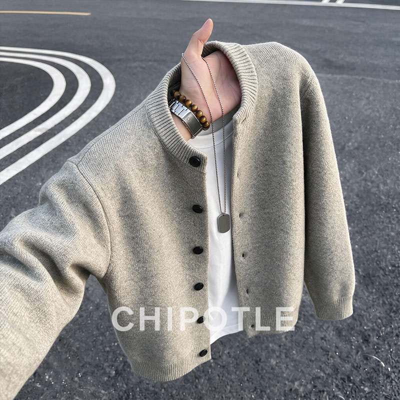 Korean Chipotle Button Cardigan Sweater for Men 2026 Autumn and Winter Lazy Knitwear Loose Couple's Coat