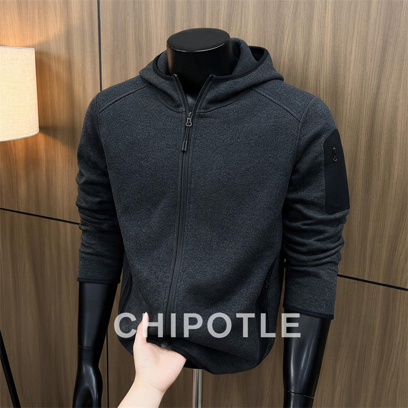 Korean Chipotle Rubber-Printed Knitted Hooded Sweatshirt for Men, 2026 Autumn and Winter New Sports Style Fleece Jacket Korean Chipotle Rubber-Printed Knitted Hooded Sweatshirt for Men, 2026 Autumn and Winter New Sports Style Fleece Jacket