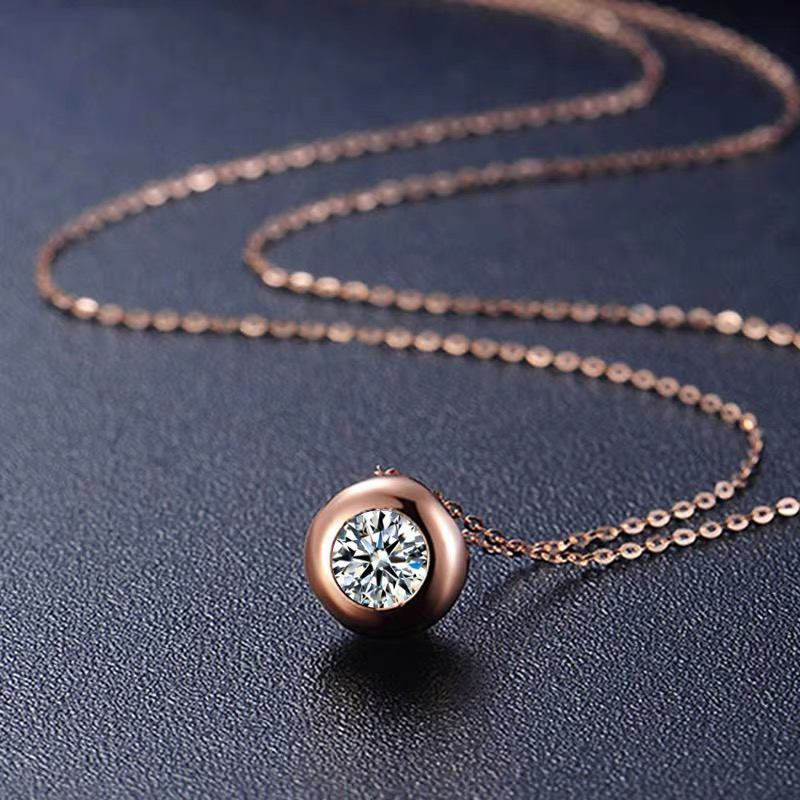 18k gold necklace female simulation diamond color gold PT950 platinum moissanite clavicle chain simple bubble pendant set chain