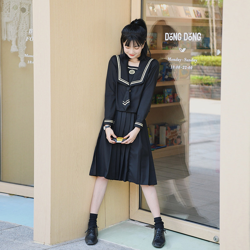 (Star Moon Compass) Bad teenage girl Original JK Uniform Basic Genuine Embroidery Sailor Clothing Day School Uniform Dress