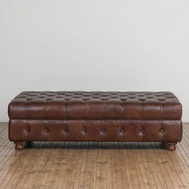 American retro leather shoe stool clothing store sofa stool pedal cloakroom stool living room bench cowhide Pier