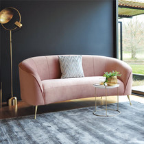 Nordic simple velvet fabric pink curved three-person sofa designer small apartment model room clothing store Sofa