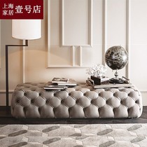 American clothing store sofa stool footstool long bench stool cloakroom stool gray leather shoe stool bedroom bed tail stool