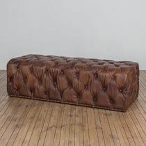 American light luxury leather shoe stool retro cloakroom stool clothing store sofa stool foot cowhide pier bench