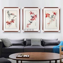 Su embroidery finished hand embroidery 1-4 silk boutique Zhang Daqian flowers and birds Hongyun head living room dining room decoration hanging painting