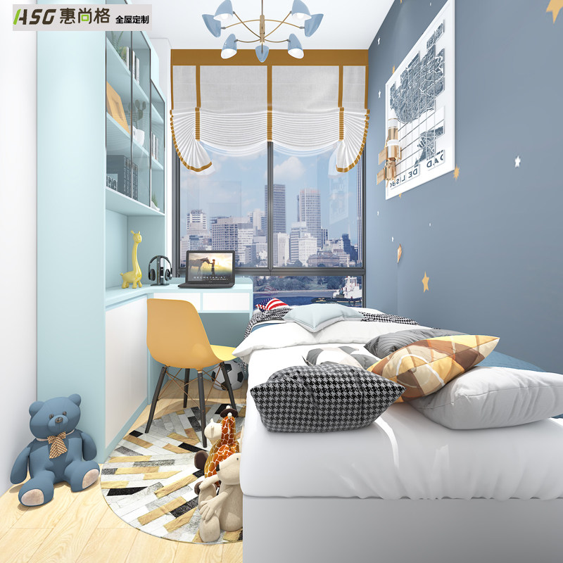 Hong Kong Children's House Custom Overall Solid Wood Furniture Bookmaking Children's Bed Bookshelves Bookchair Free Door-to-door Measuring Installation