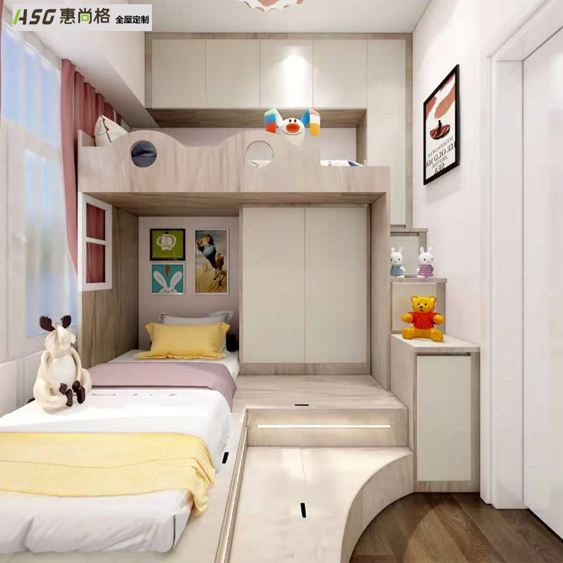 Huishang Hong Kong bedroom sleeping room tatami customised primary and secondary bed up and down bed set as children's room solid wood multi-laminate
