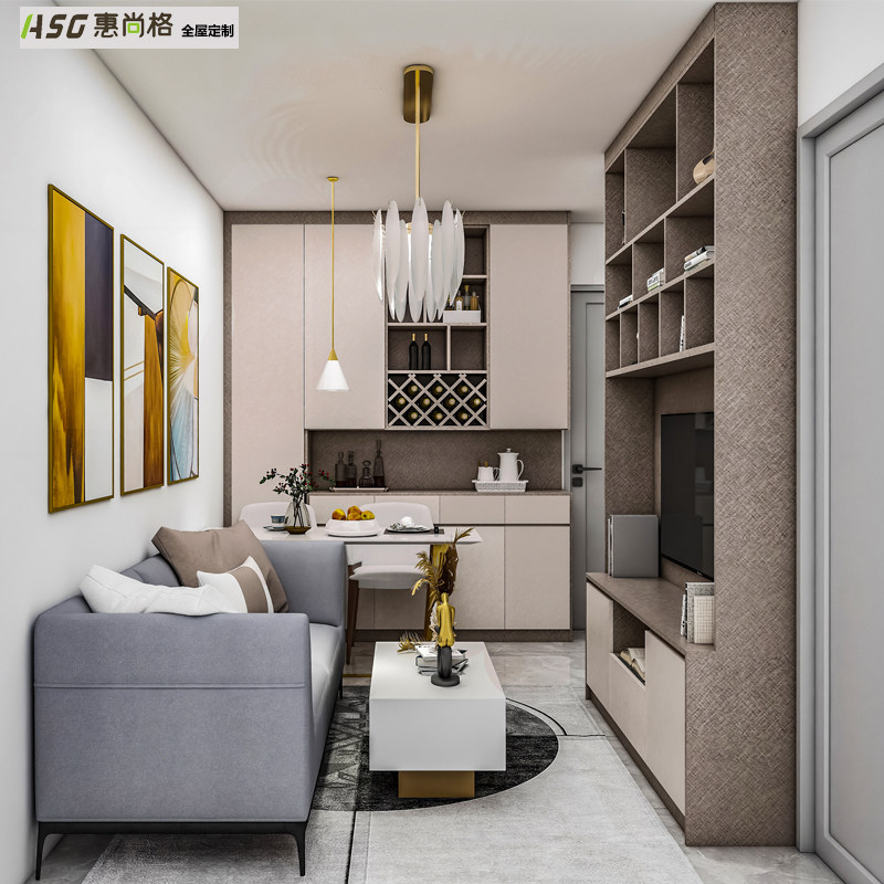 Huihanger Hong Kong All-House Living Room Customized Restaurant Design of TV Cabinet Sickle Table Design