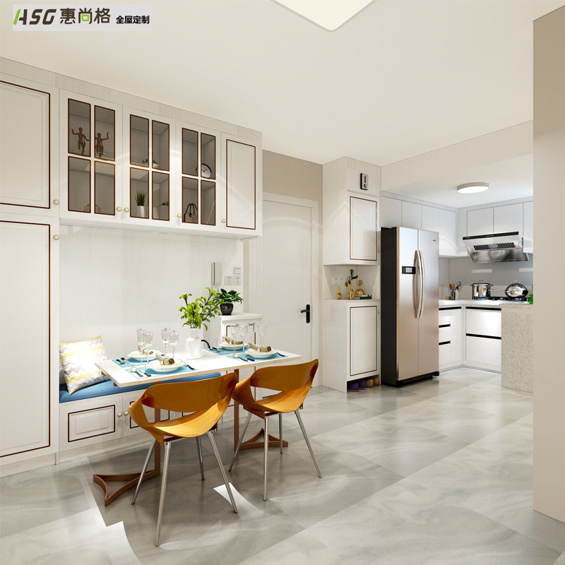 Huishang Hong Kong whole house Dining Cabinet Solid Wood Furniture Custom open overall Integral Cabinet Kitchen Custom Design