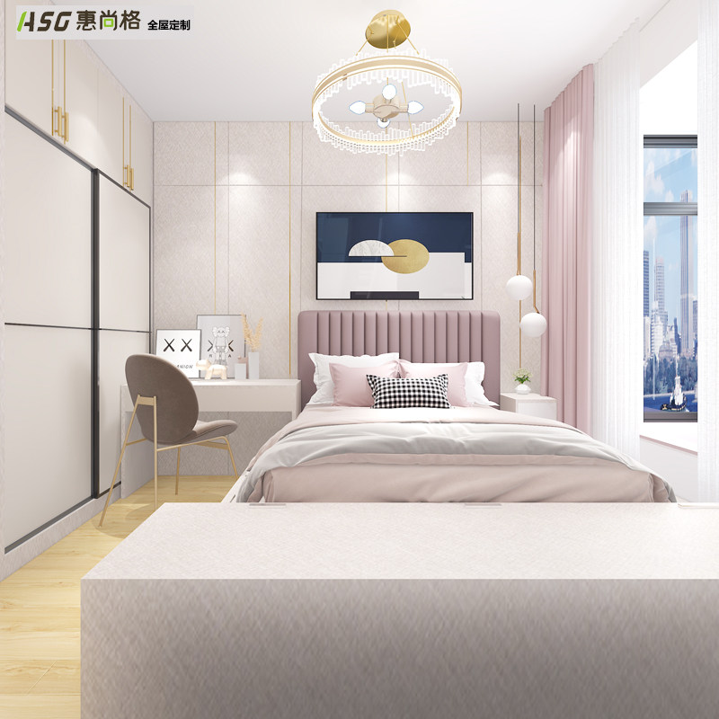 Huishang Full House Custom Hong Kong Local Master Installation Master Bedroom overall design Makeup Desk Background Wall Bed