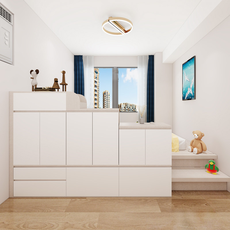 Huishang Hong Kong Building Block Bed Wardrobe Integrated Bed Head Cabinet Containing Cabinet Day Style Tatami Terrace Overall Customised