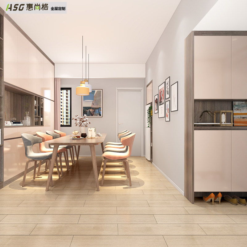 Huishang Hong Kong Guest Dining Room Custom Folding Dining Table And Chairs Design Custom Dining Cabinet and C cabinet Solid Wood Multi-Laminate