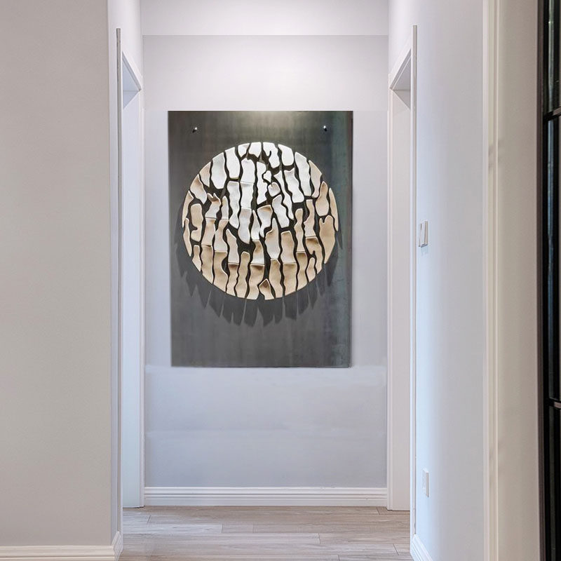 Xuan Guan Wall Decoration Dining Hall Sample Board Room Background Wall Modern Chinese Light Grey Creative Sculpture Art Pendant