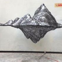High-end hotel indoor lobby space new Chinese home accessories abstract mountain metal color sculpture ornaments