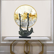 Hotel sales department model room modern Chinese home abstract art ornaments cyan resin twisted sculpture