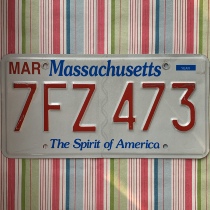American license plate MassachusettsMA Massachusetts 7FZ473 Massachusetts art retro collection iron sheet