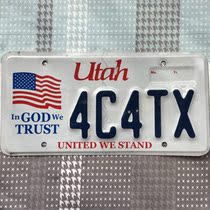 American license plate UtahUT Utah 4C4TX off-road car modified collection of shadow props piece nostalgic number
