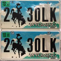 US license plate Wyoming Wyoming 2-30LK Western Cowboy Wrangler Decorative collection Tin painting
