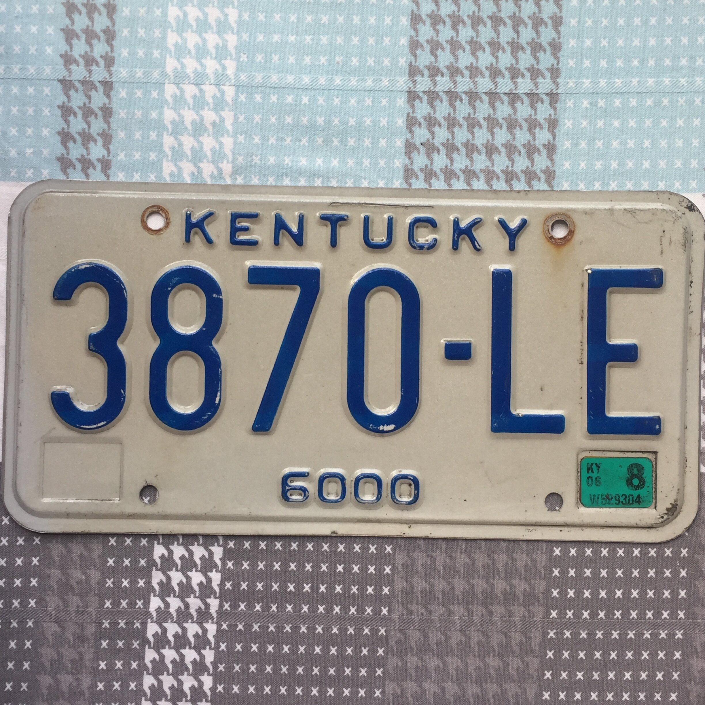 American License Plate KentuckyKY Kentucky 3870-LE Vintage Art Collection American Wrangler Decor