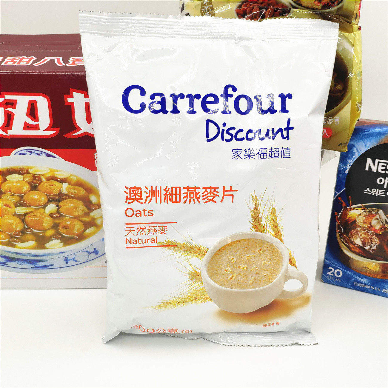 台湾家乐福采购家乐福超值细燕麦片500g 两袋包邮