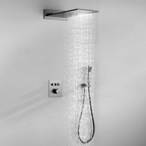 German Contemporary Full Copper Flying Rain Concealed thermostatic shower shower head suit Wall Waterfall Button Gun Grey Black