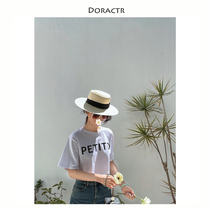 DORACTR21 private clothing fashionable boyfriend bf wind profile loose letter profile short T blood