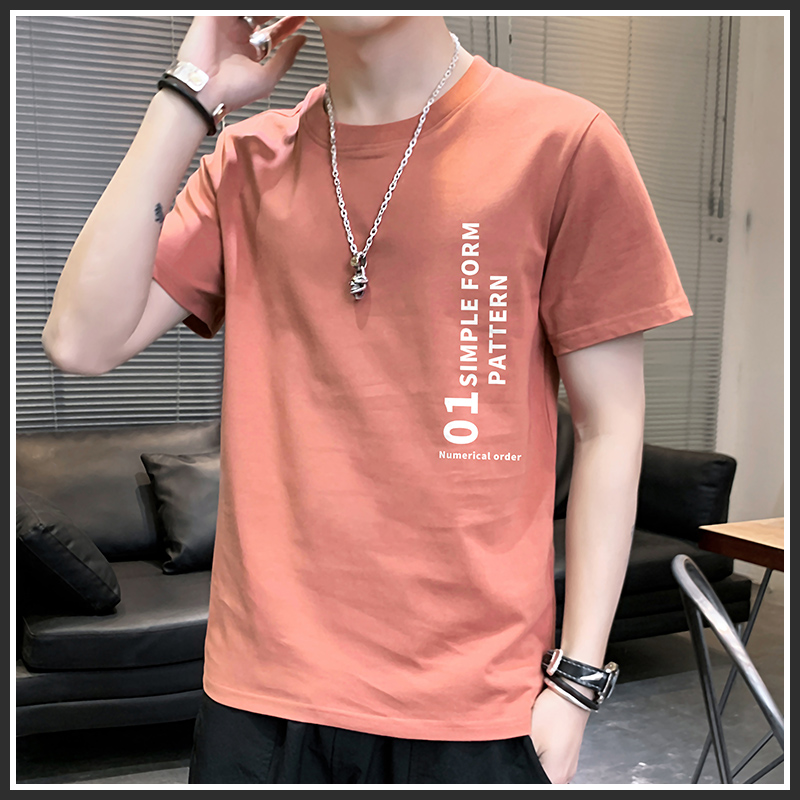 Summer 2022 new short-sleeved men's ins tide loose casual round neck T-shirt cotton T-shirt half-sleeved clothes couple clothes