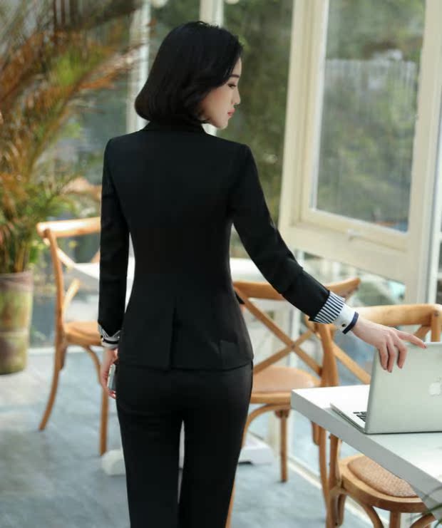 9956 vần 2018 đầm dài tay mùa thu và tay dài chuyên nghiệp cho phụ nữ mặc quần yếm keyun khách sạn phù hợp với blazer thời trang u40