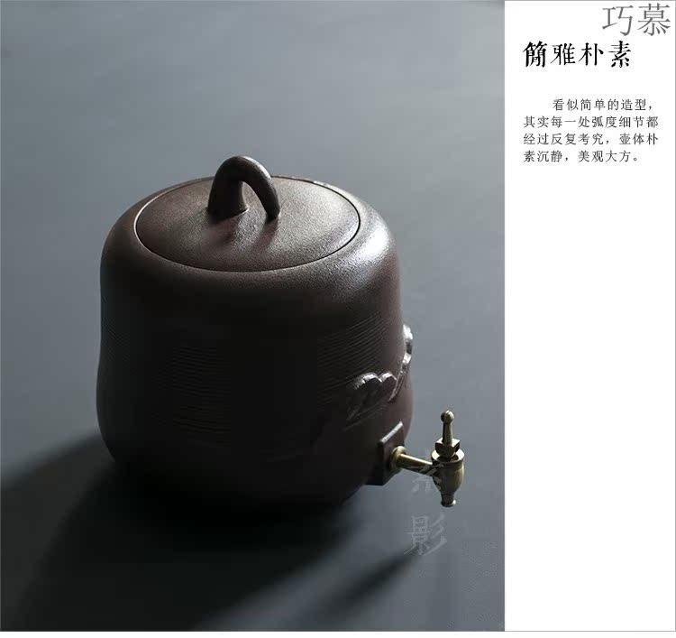 Qiao mu small tank ceramic tea buffet rock mud water storage tank water purifiers kung fu tea accessories with the tap