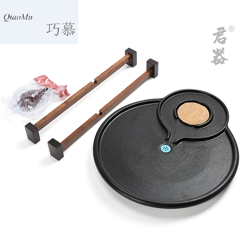 Qiao mu fortunes, black pottery tea tray was small ceramic tea sea row bearing restoring ancient ways round the coarse kettle TaoGan mercifully tray