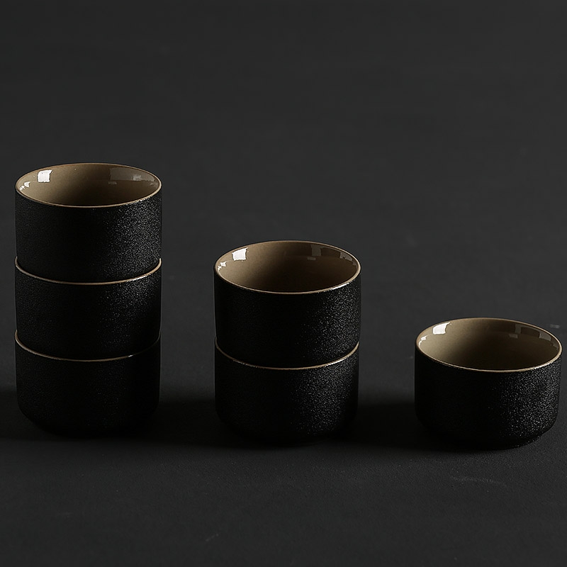 Black pottery ceramic qiao mu zen tea cup personal cup small single CPU meditation cup Japanese kung fu tea bowls teapot