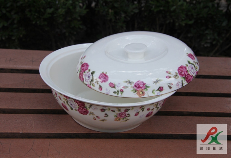Qiao mu tangshan ipads porcelain two - tonne 9 inches covered the product of the big pot of soup pot soup bowl up phnom penh insulation large bowl of soup bowl of ipads