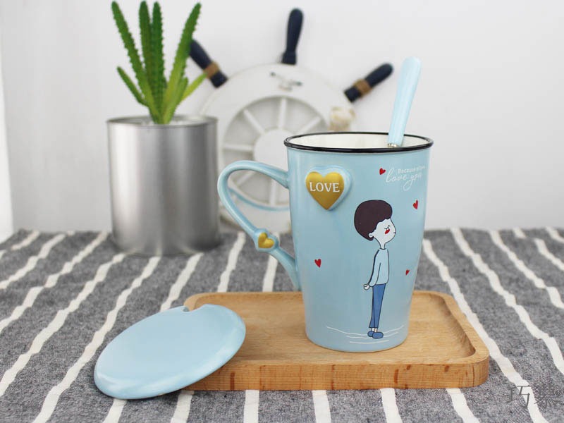 Qiao mu cup one south Korean creative cartoon ceramic mugs I birthday present coffee milk with water