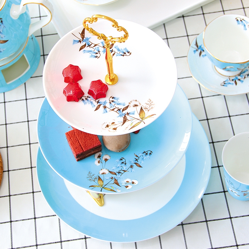 Qiao mu fruit bowl European - style snack plate of three the layers of afternoon tea set dry ceramic cake plate of creative home sitting room