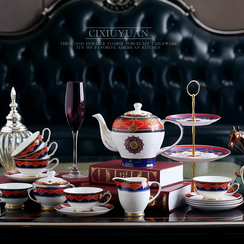 Qiao mu coffee cup suit European tea coffee ipads China English afternoon tea tea red disc ceramic cups of tea