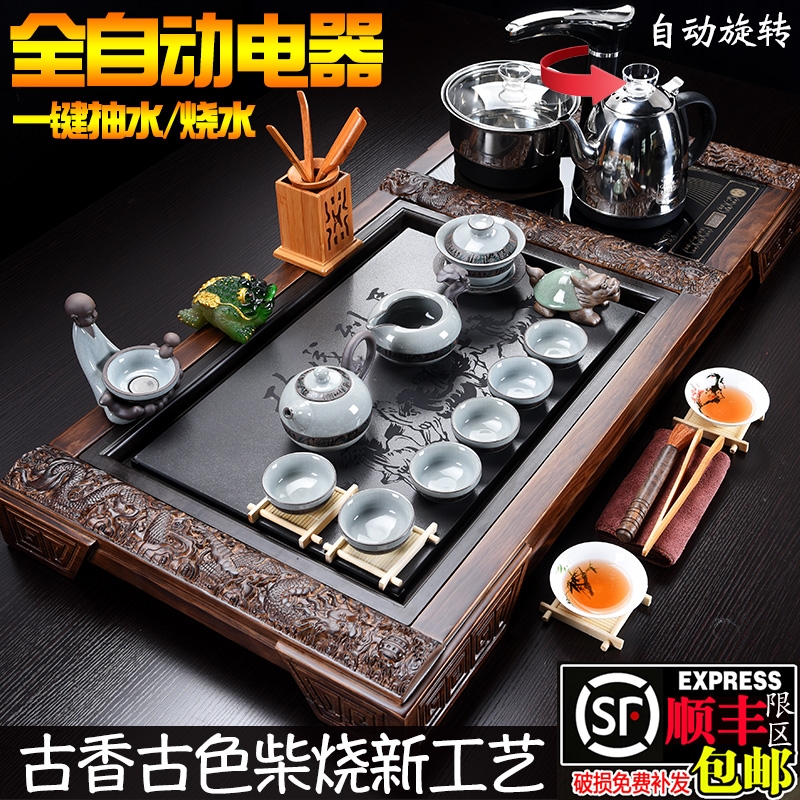 Longed for home opportunely violet arenaceous kung fu ceramic tea set a complete set of automatic four one tea tea sea wood stone